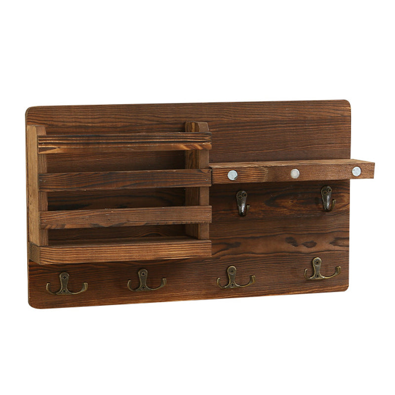 Rustic Wall-mounted Storage Rack Multifunctional Solid Wood Hanger Shelf Rustic Wall-mounted Storage Rack Multifunctional Solid Wood Hanger Shelf